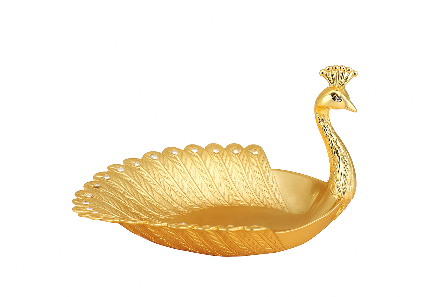 UV HOME Luxury Golden Peacock Fruit Bowl – Zinc Alloy Decorative Tray for Snacks, Candy, Jewelry & Home Décor