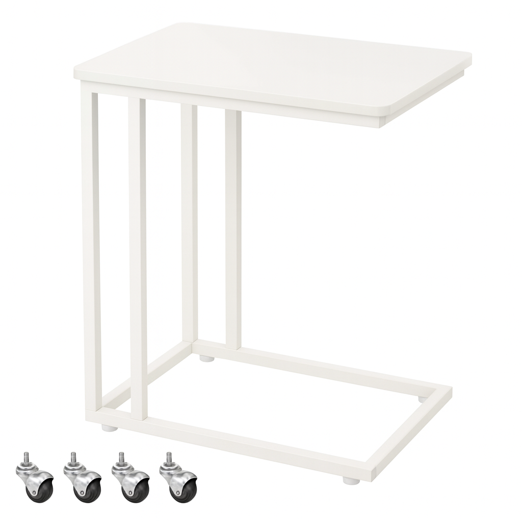 UV HOME C-Shaped Side Table with Wheels – Modern and Functional