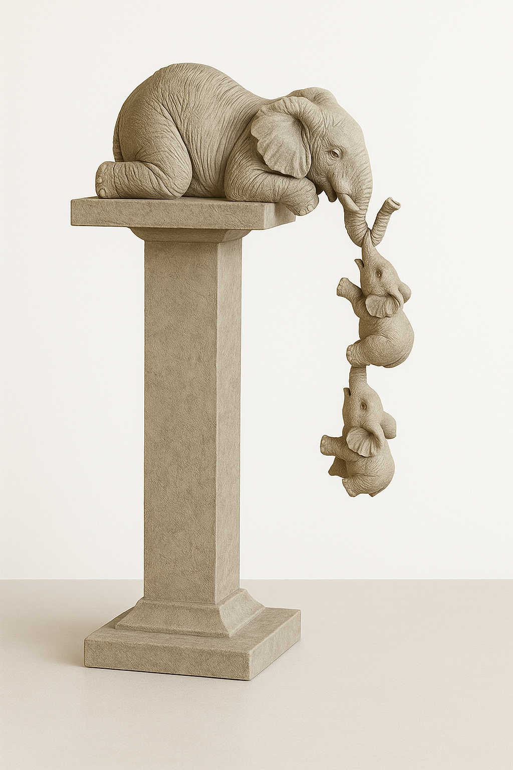 UV HOME 3 pcs/set Cute Elephant Plush Baby Doll Resin Handicraft Decoration