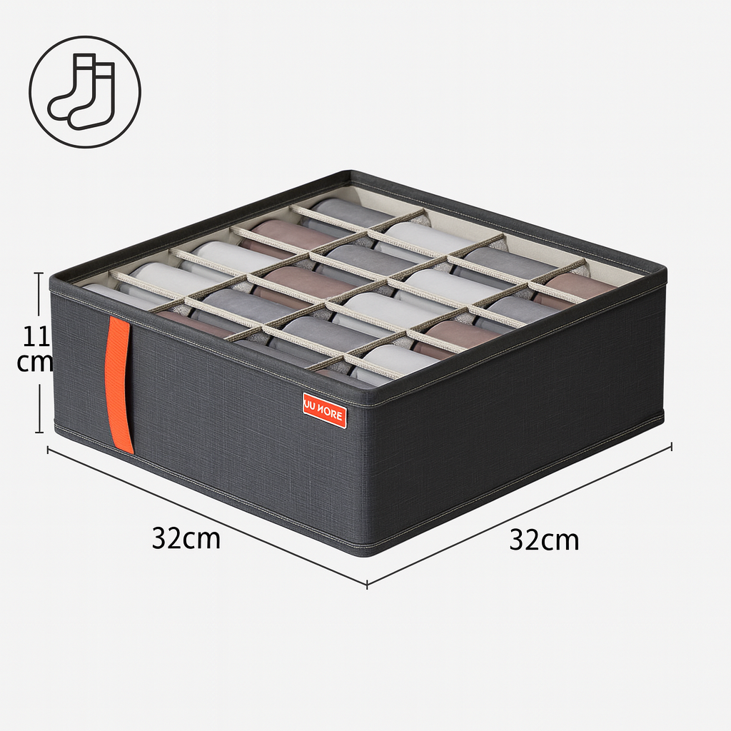 UV HOME Foldable Sock & Underwear Organizer with 24 Compartments