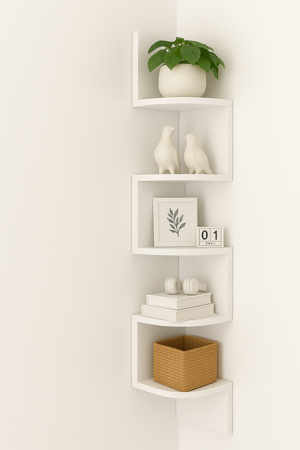 UV HOME 5-Tier Wall Shelf – Floating Bookcase for Living Room, Bedroom & Plants Display