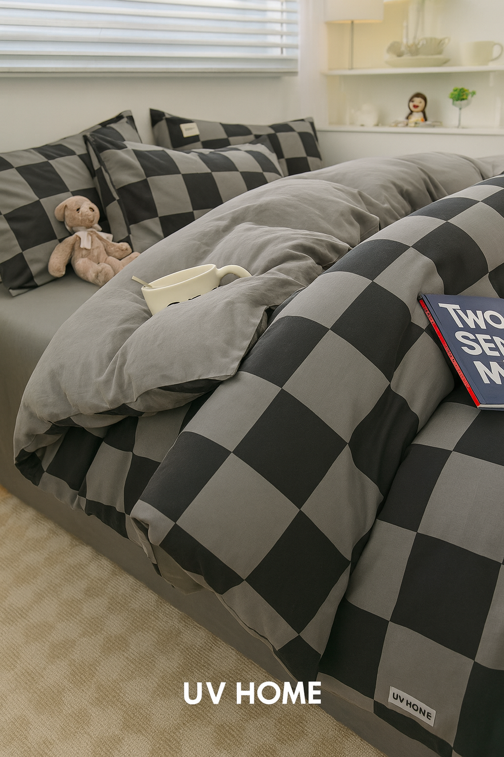 Nordic Plaid Patroon Wassen Katoenen Beddengoed Set