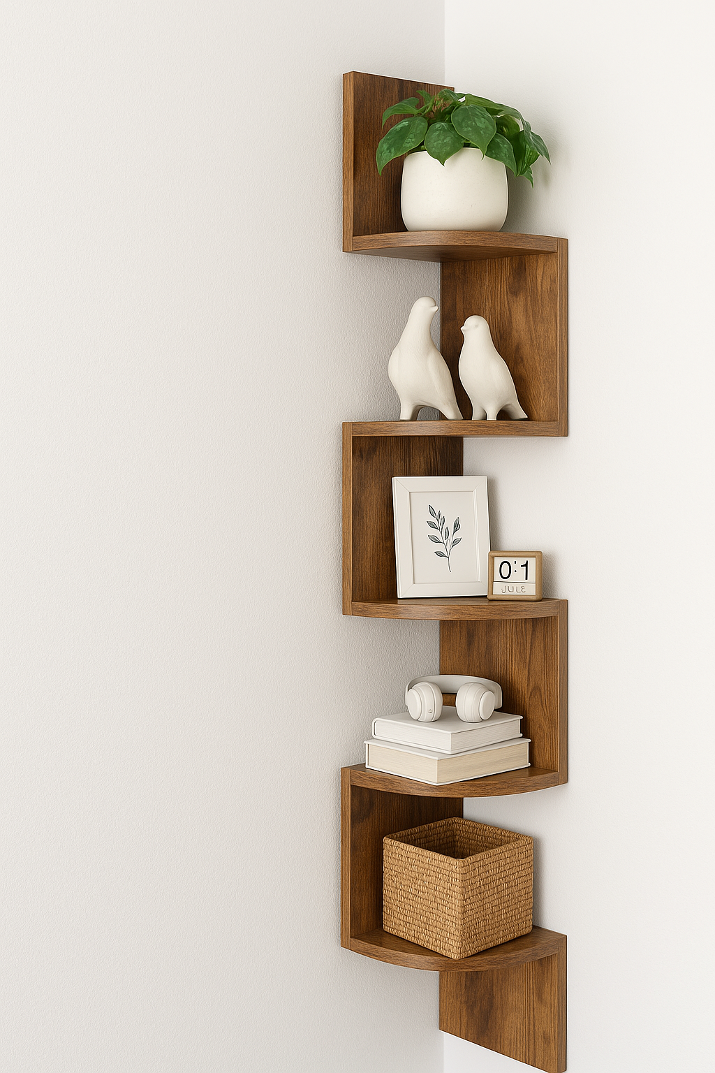 UV HOME 5-Tier Wall Shelf – Floating Bookcase for Living Room, Bedroom & Plants Display