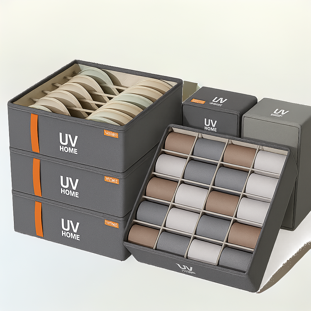UV HOME Foldable Sock & Underwear Organizer with 24 Compartments