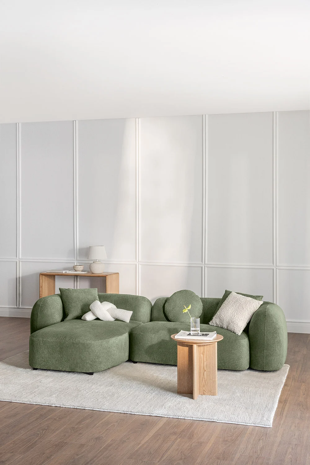 UV HOME Modular sofa with left chaise longue of 2 parts in chenille Coco