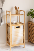 UV HOME Lauren Bamboo Laundry Basket with Shelf