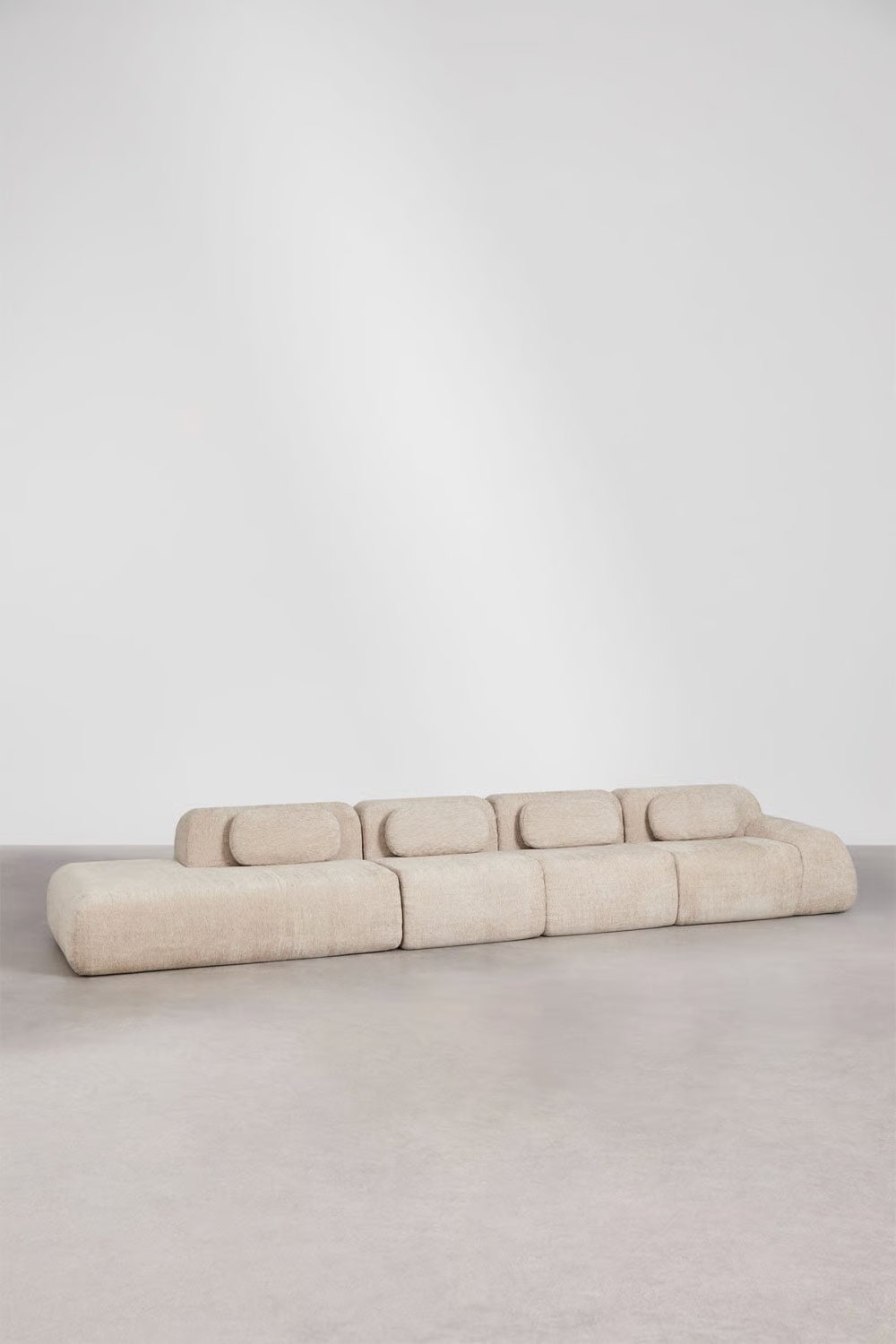 UV HOME Modular 4-part corner sofa with left divan in vacuum packed chenille Merida