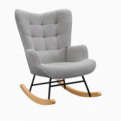 UV Home Modern Upholstered Rocking Chair with Tufted Backrest