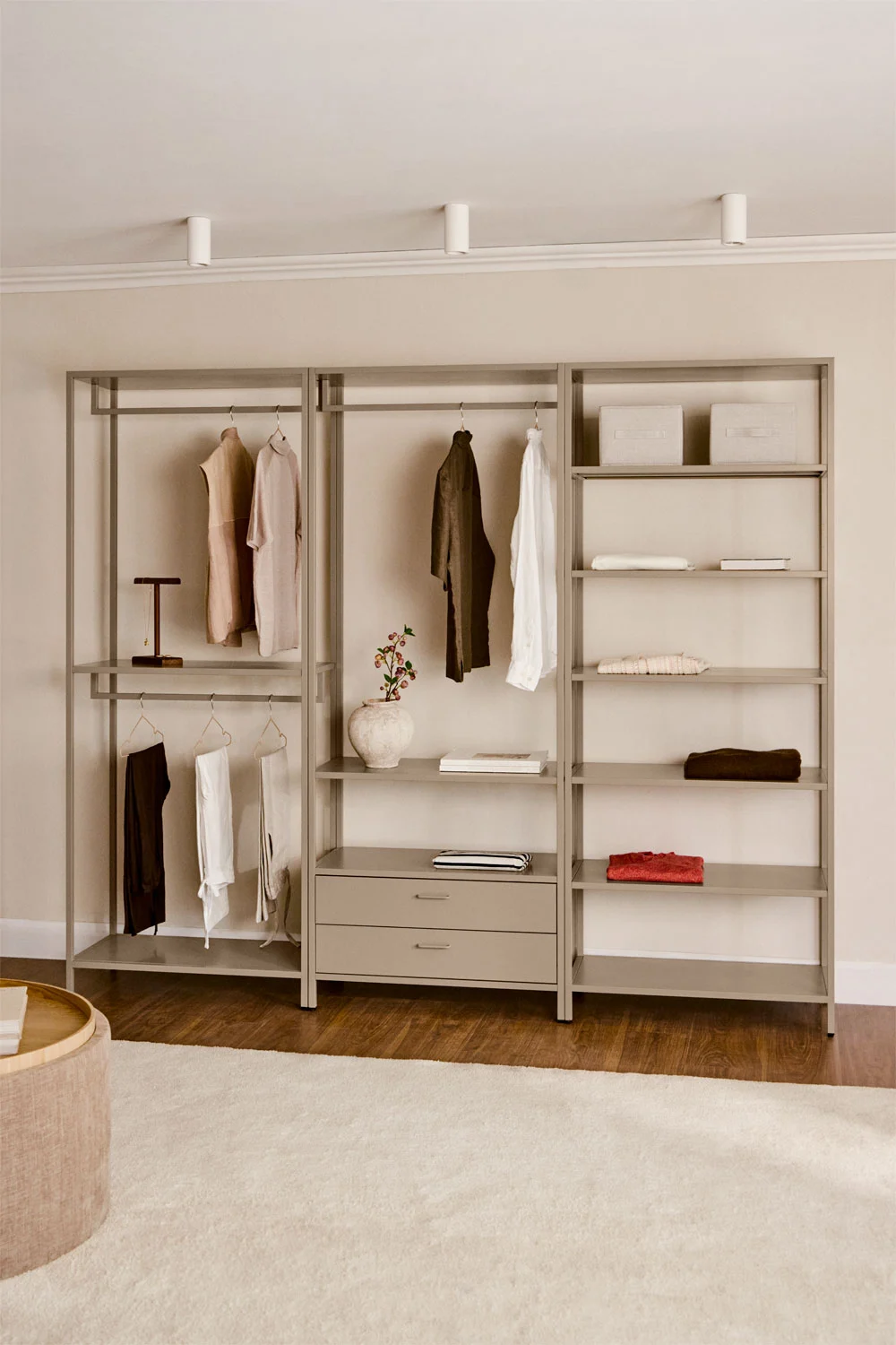 UV HOME Janine 3-Piece Open Modular Wardrobe with Steel Shelves