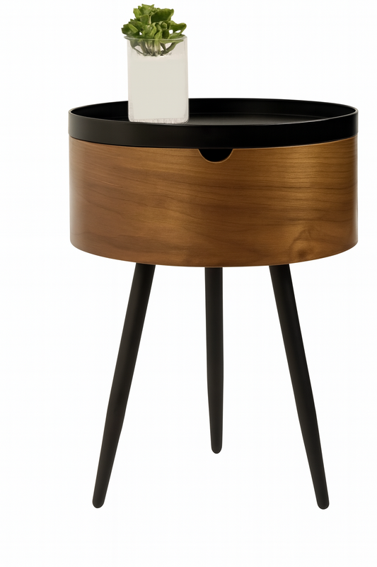 UV HOME Mid-Century Modern Round Side Table with Storage