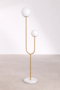 UV HOME Niama Floor Lamp – Iron, Marble & Dual Glass Globe Design