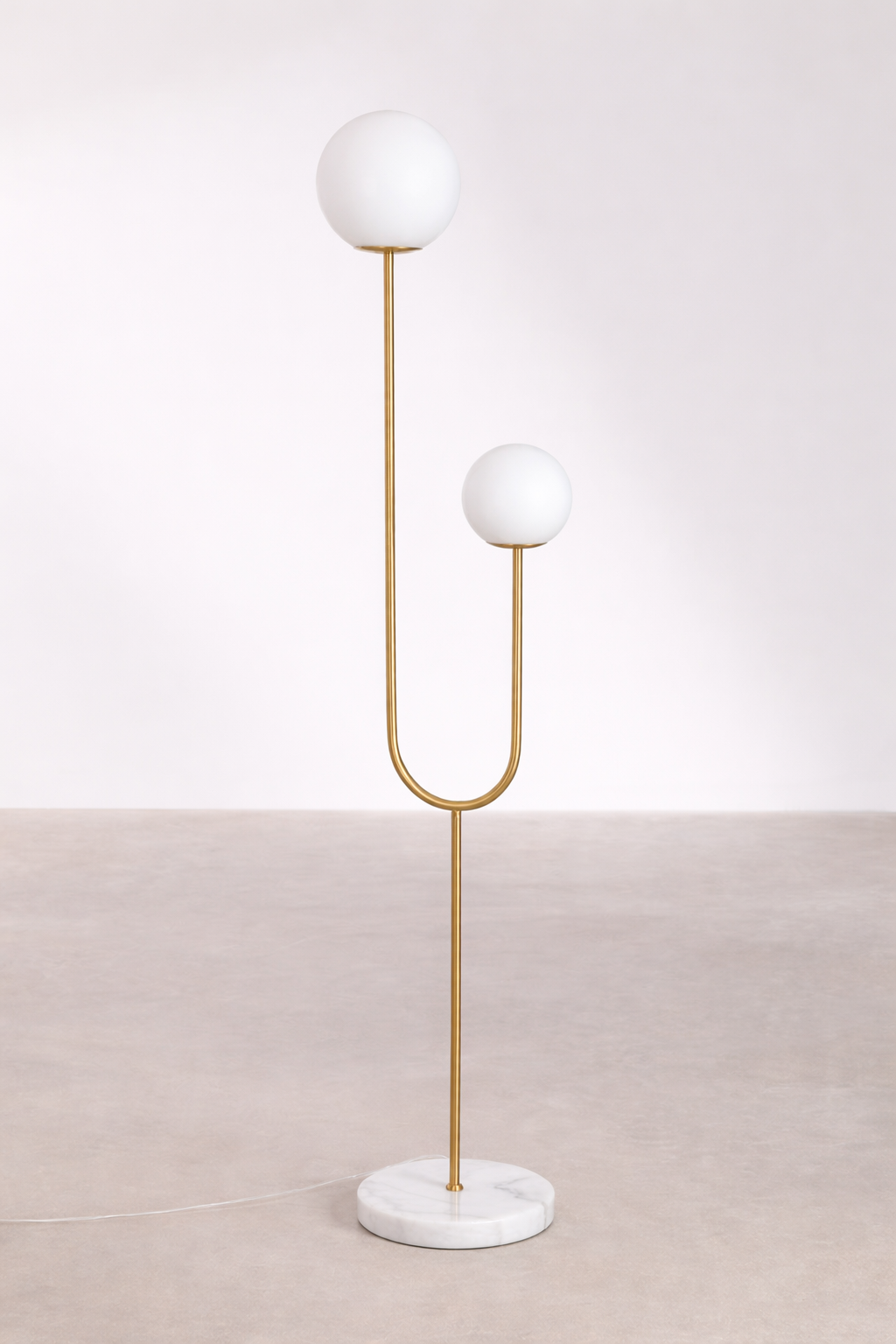 UV HOME Niama Floor Lamp – Iron, Marble & Dual Glass Globe Design