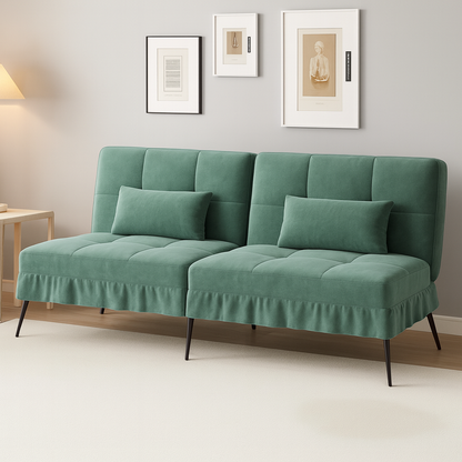 Modern Green Two-Seater Sofa with Pillows – UV Homes