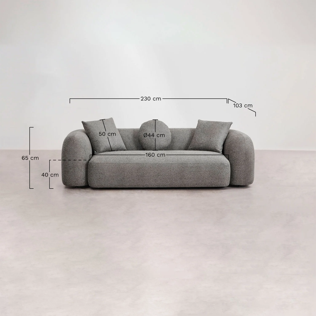 UV HOME Living Room Set with 3-Seater Modular Sofa, 2-Seater Sofa and Armchair in Coco Chenille