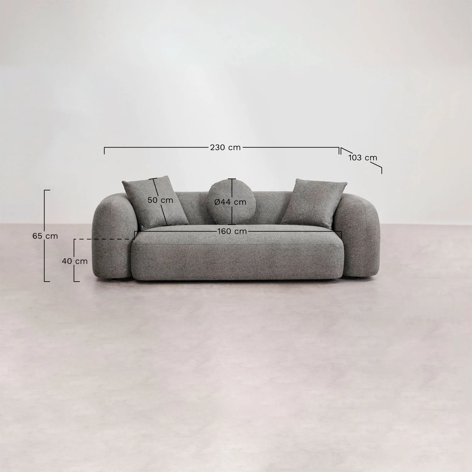 UV HOME Living Room Set with 3-Seater Modular Sofa, 2-Seater Sofa and Armchair in Coco Chenille