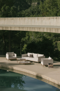 UV HOME Garden set with 3-seater sofa, 2 armchairs and 2 round coffee tables made of acacia wood Olivia