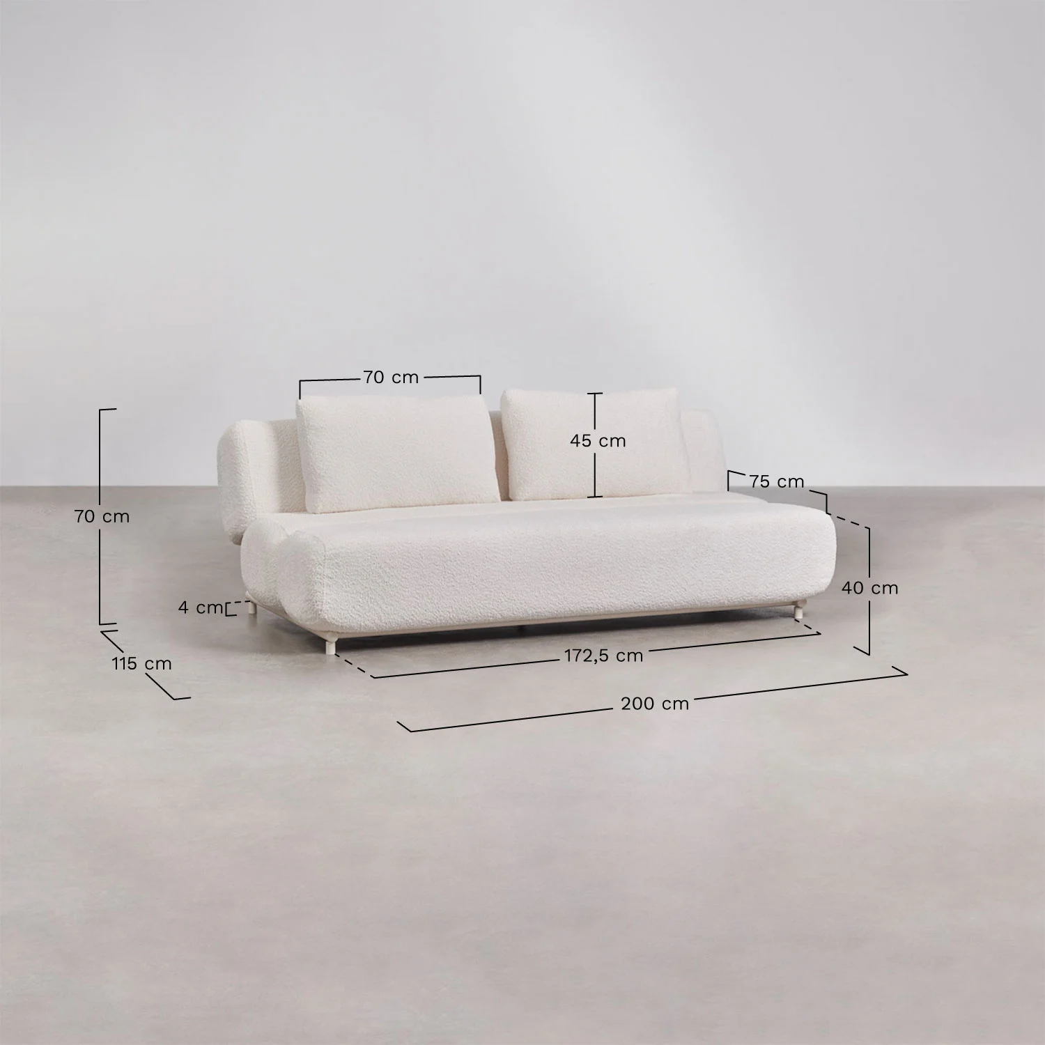 Miami 3-Seater Sofa Bed – Bouclé Fabric | UV Home