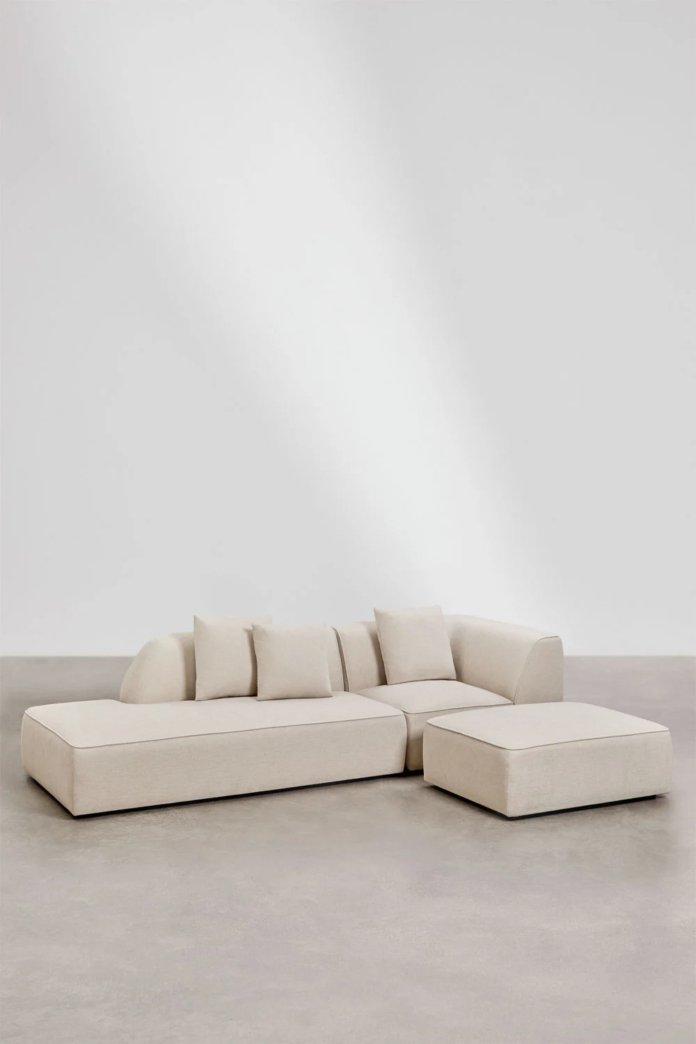 UV HOME Cardea 2-piece modular corner sofa with chaise longue left and upholstered pouf