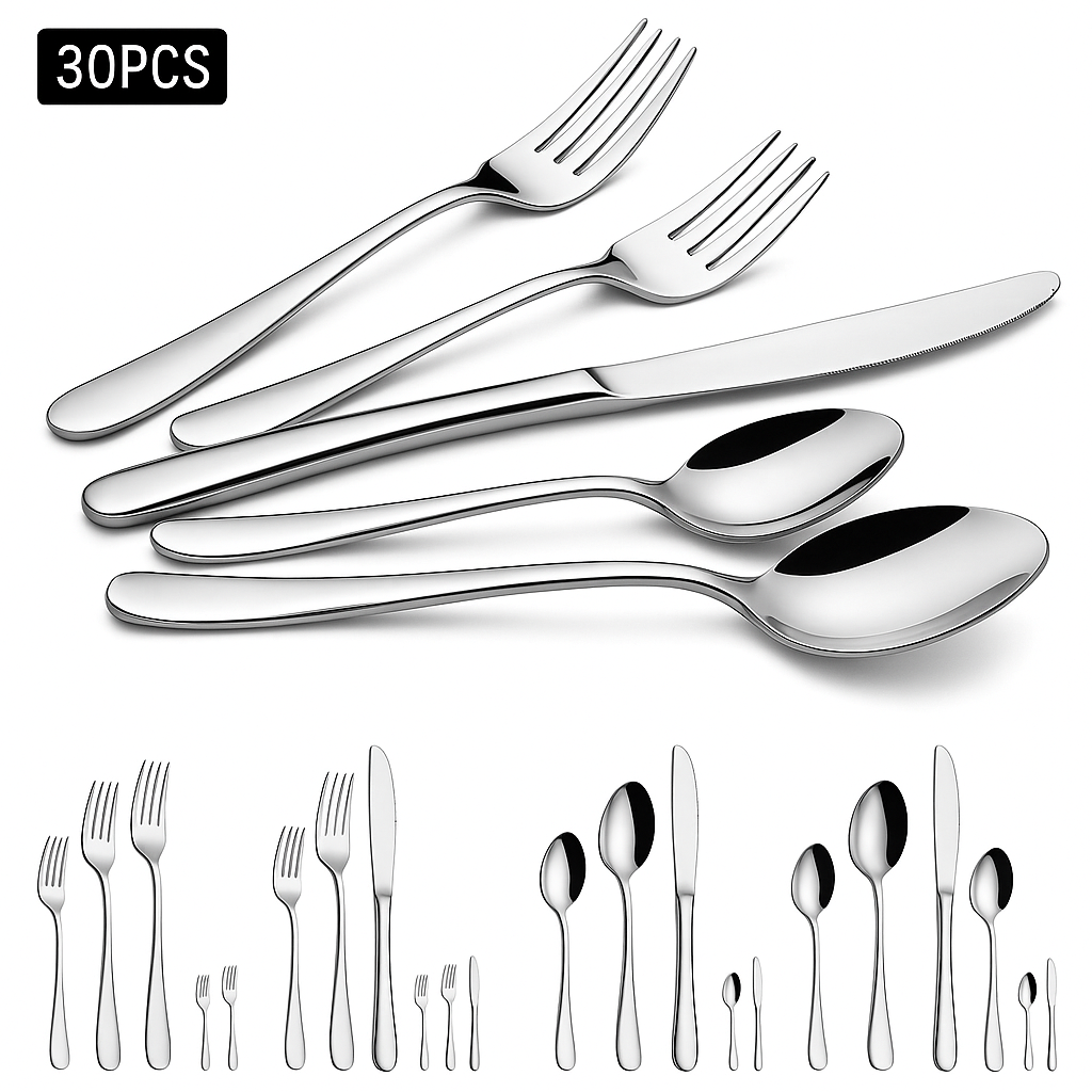 UV HOME 30-Piece Luxury Stainless Steel Cutlery Set