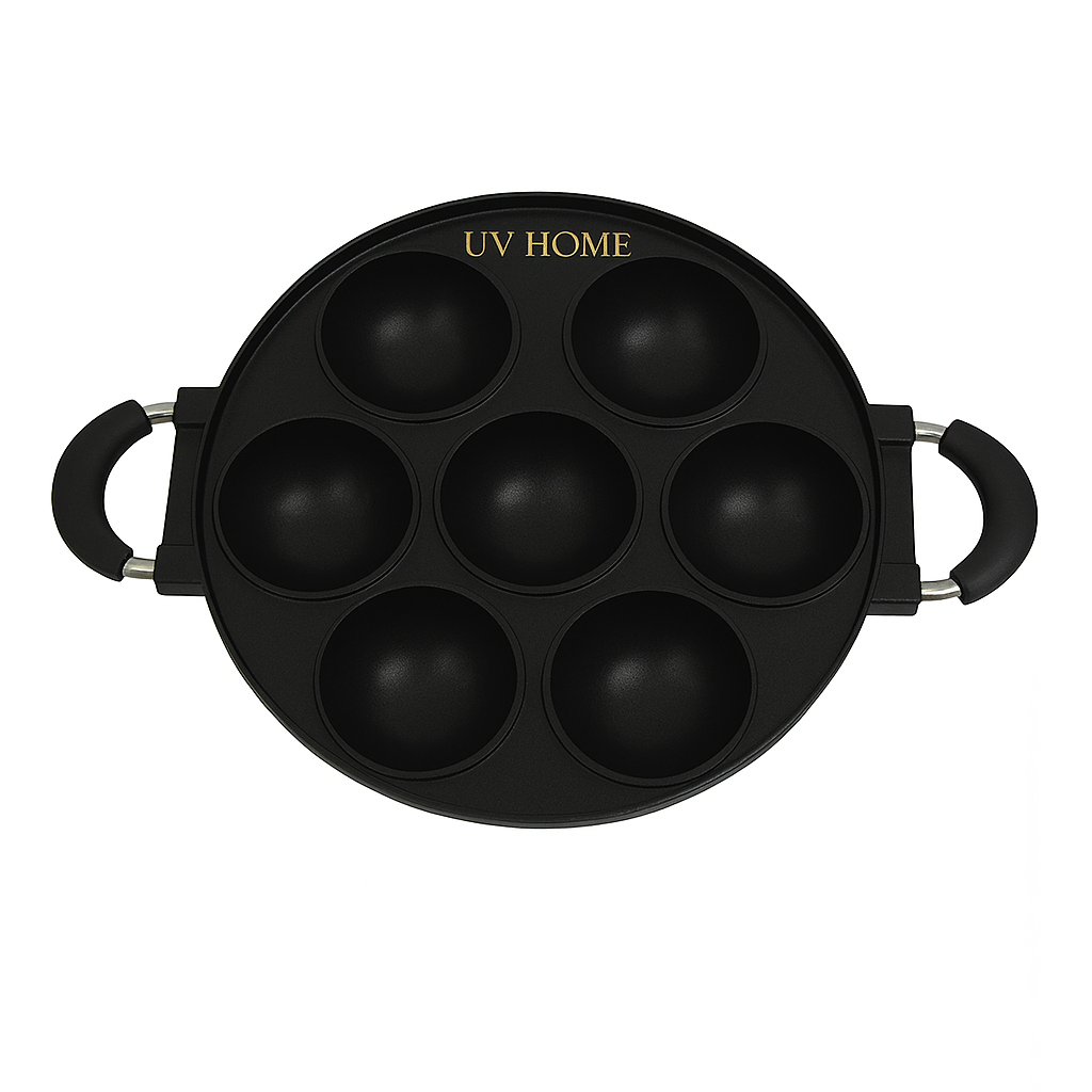 UV HOME 7-Hole Cast Iron Omelette Pan