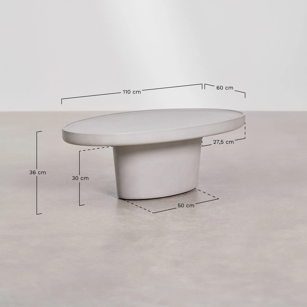 Darwys Oval Garden Coffee Table 110 x 60 cm in Cement