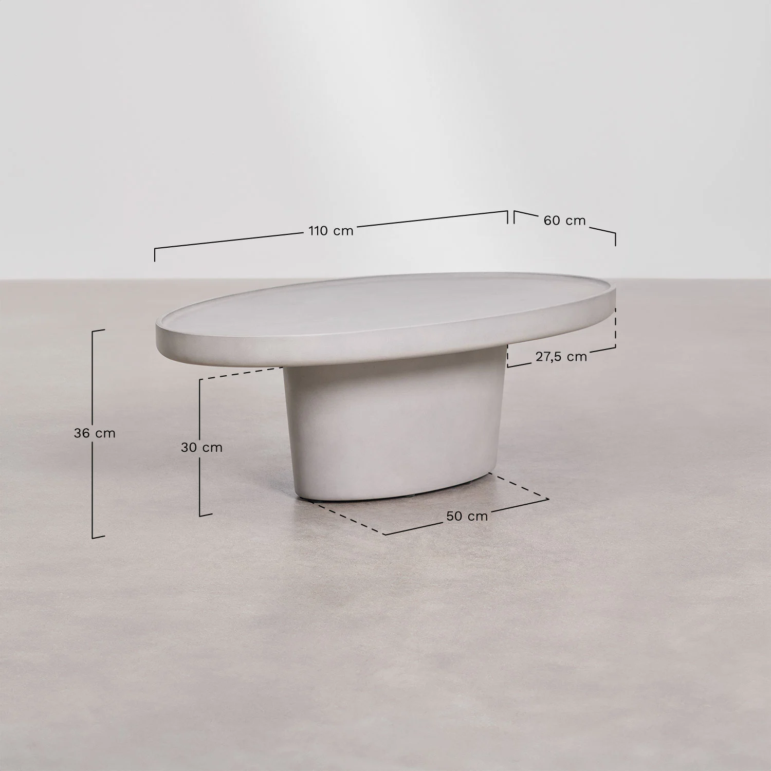 Darwys Oval Garden Coffee Table 110 x 60 cm in Cement