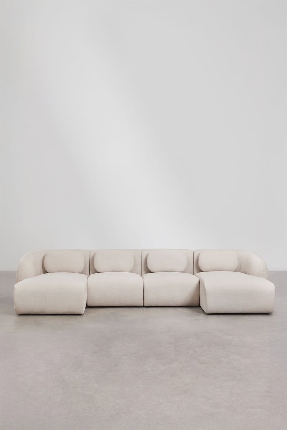 UV HOME Modular sofa with double chaise longue of 4 pieces in chenille Coquette