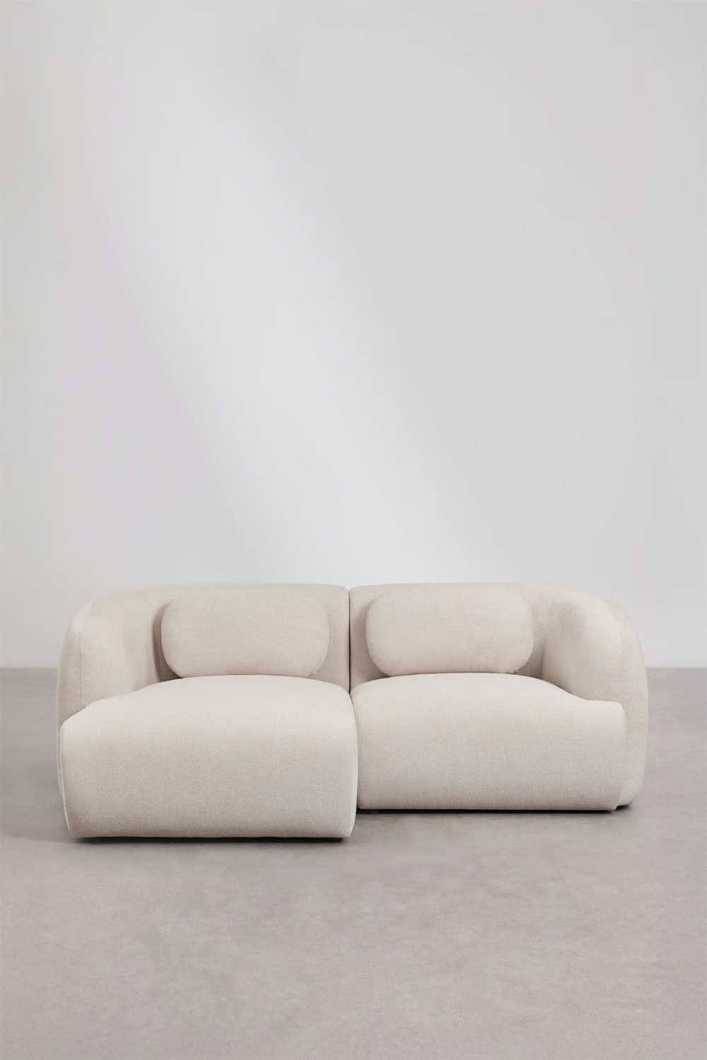UV HOME 2-piece left modular chaise longue sofa in chenille Coquette