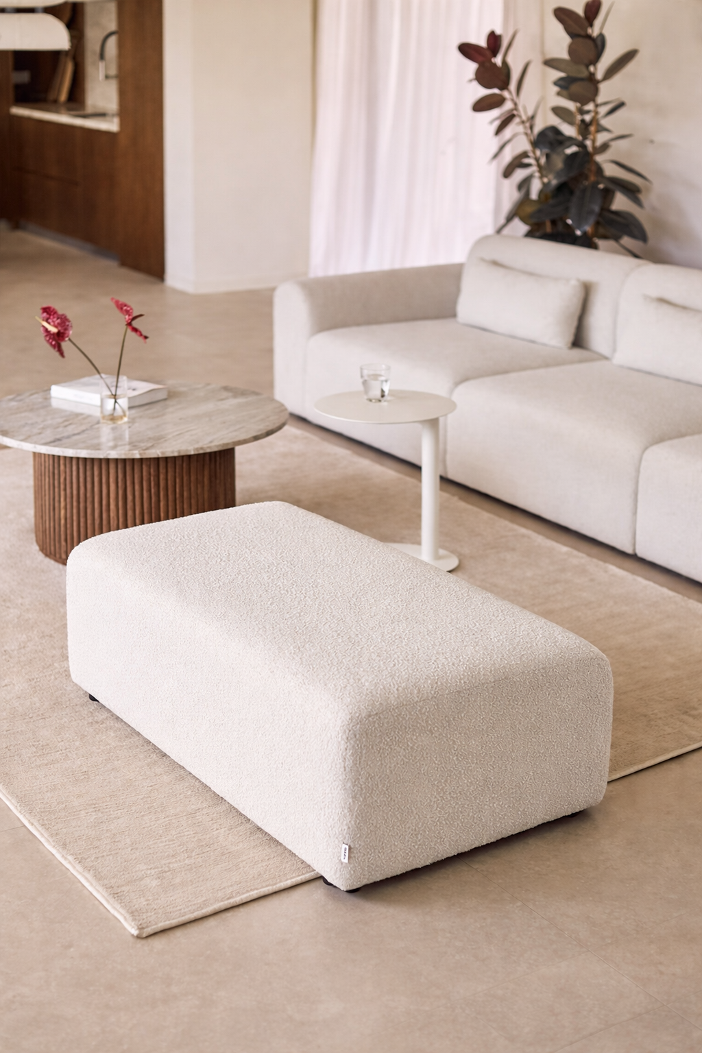 UV Home Borjan Ottoman – Lamb Upholstered