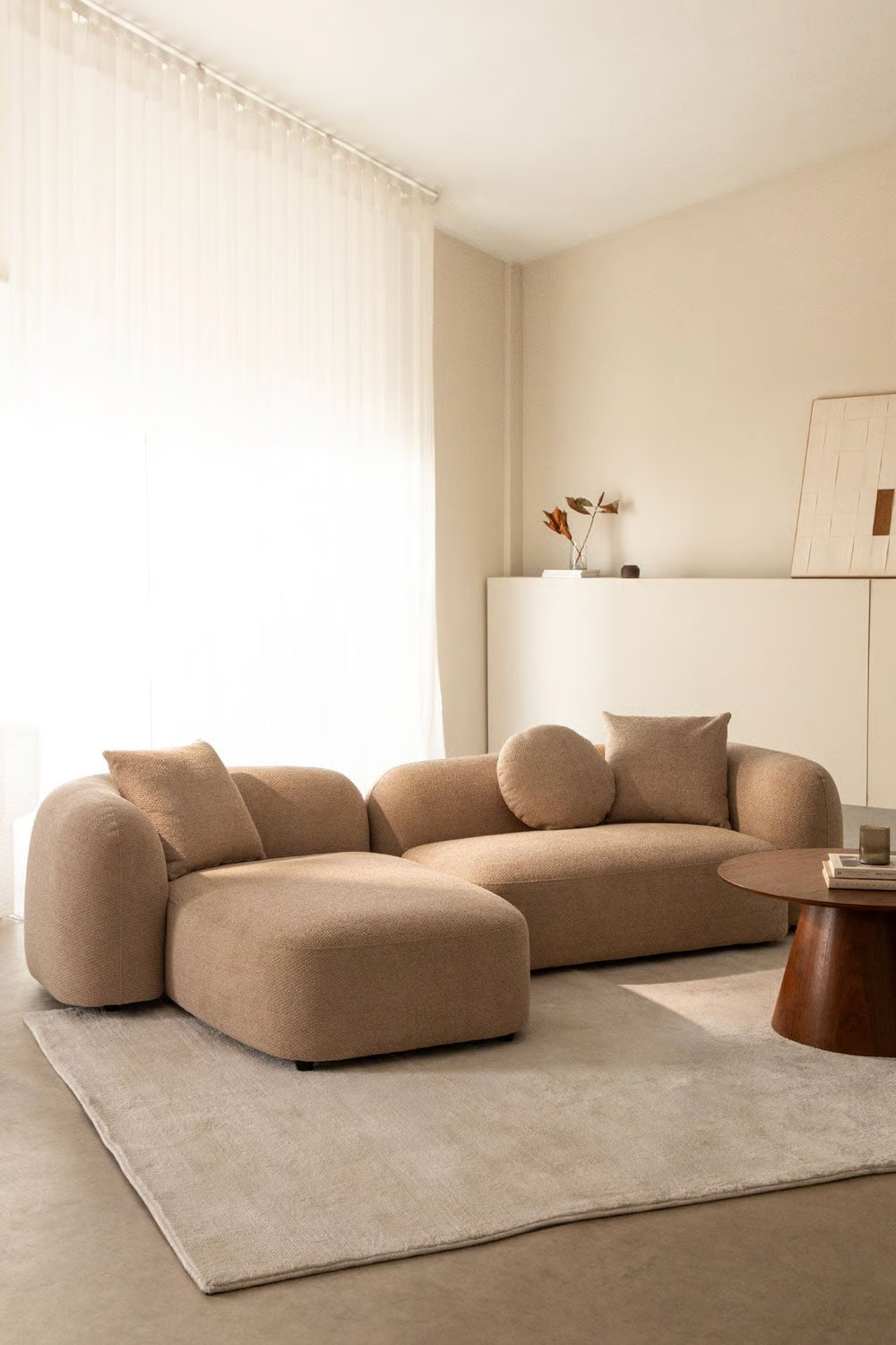 UV HOME Modular sofa with left chaise longue of 2 parts in chenille Coco
