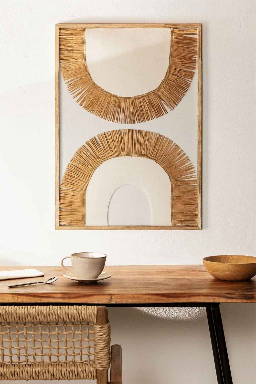 UV HOME Basabe MDF & Raffia Wall Art