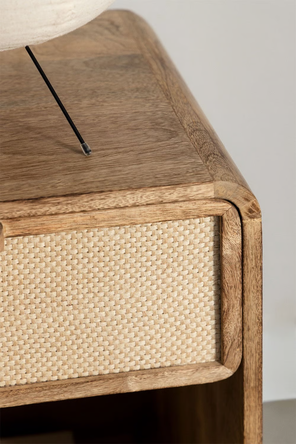 UV HOME Abrams Rectangular Bedside Table 40x30 cm in Mango Wood, MDF and Jute
