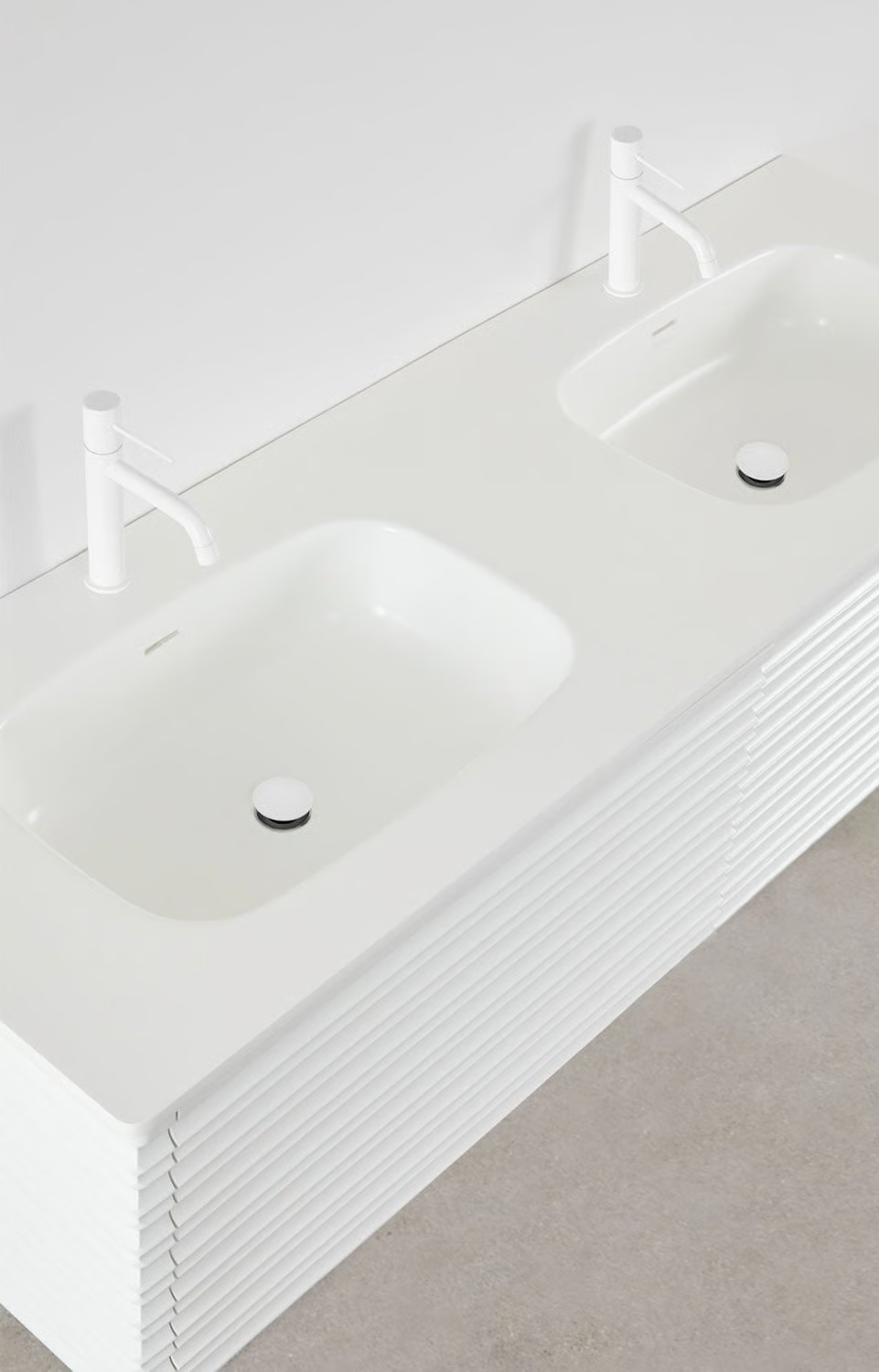 UV HOME Noura floating wooden bathroom furniture set with integrated washbasins