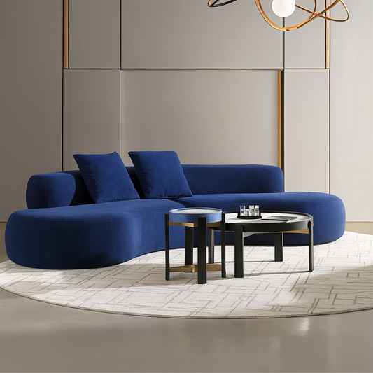 Contemporary Living Room with Bold Blue Sofa by UV Home