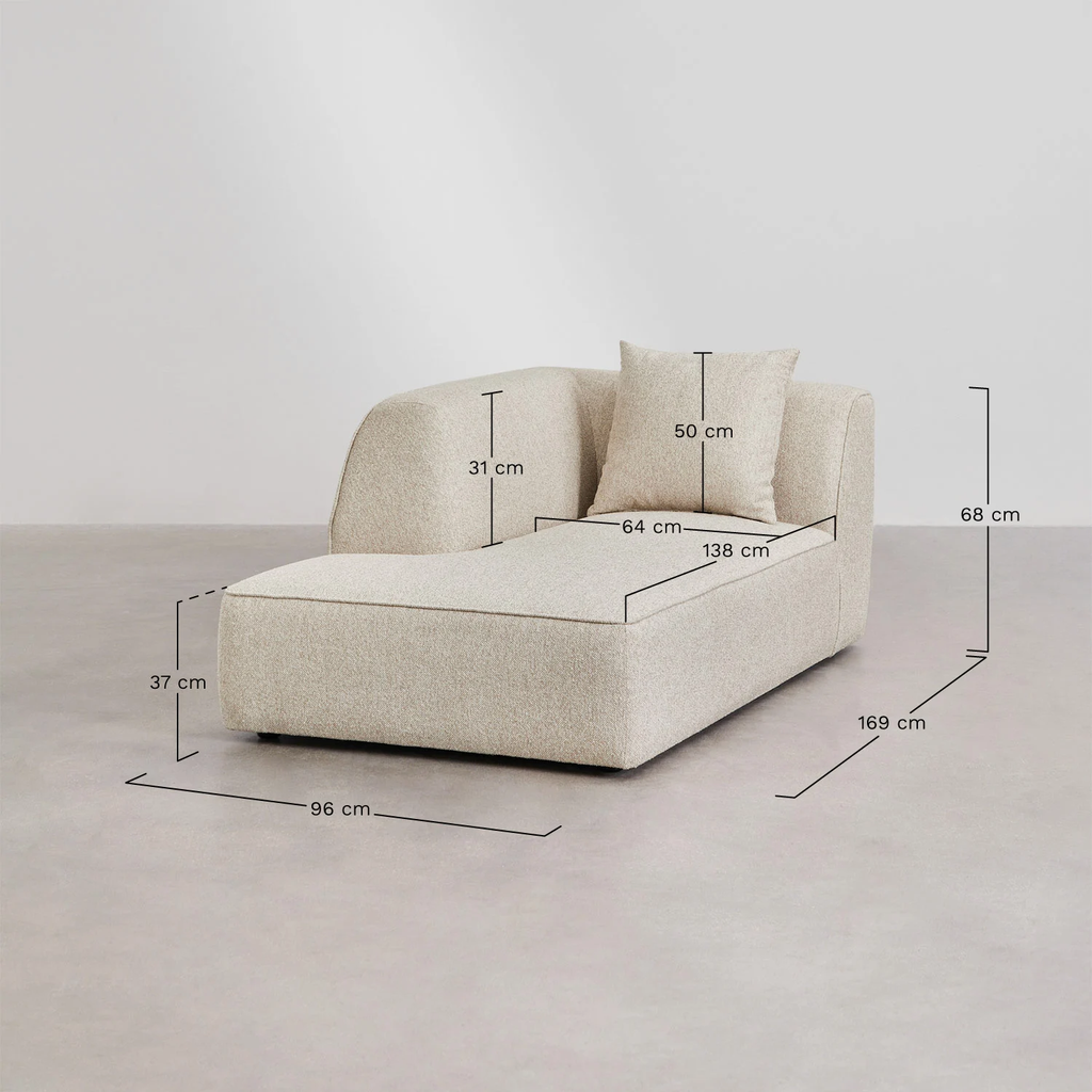 UV HOME Left chaise longue module for upholstered modular sofa Cardea