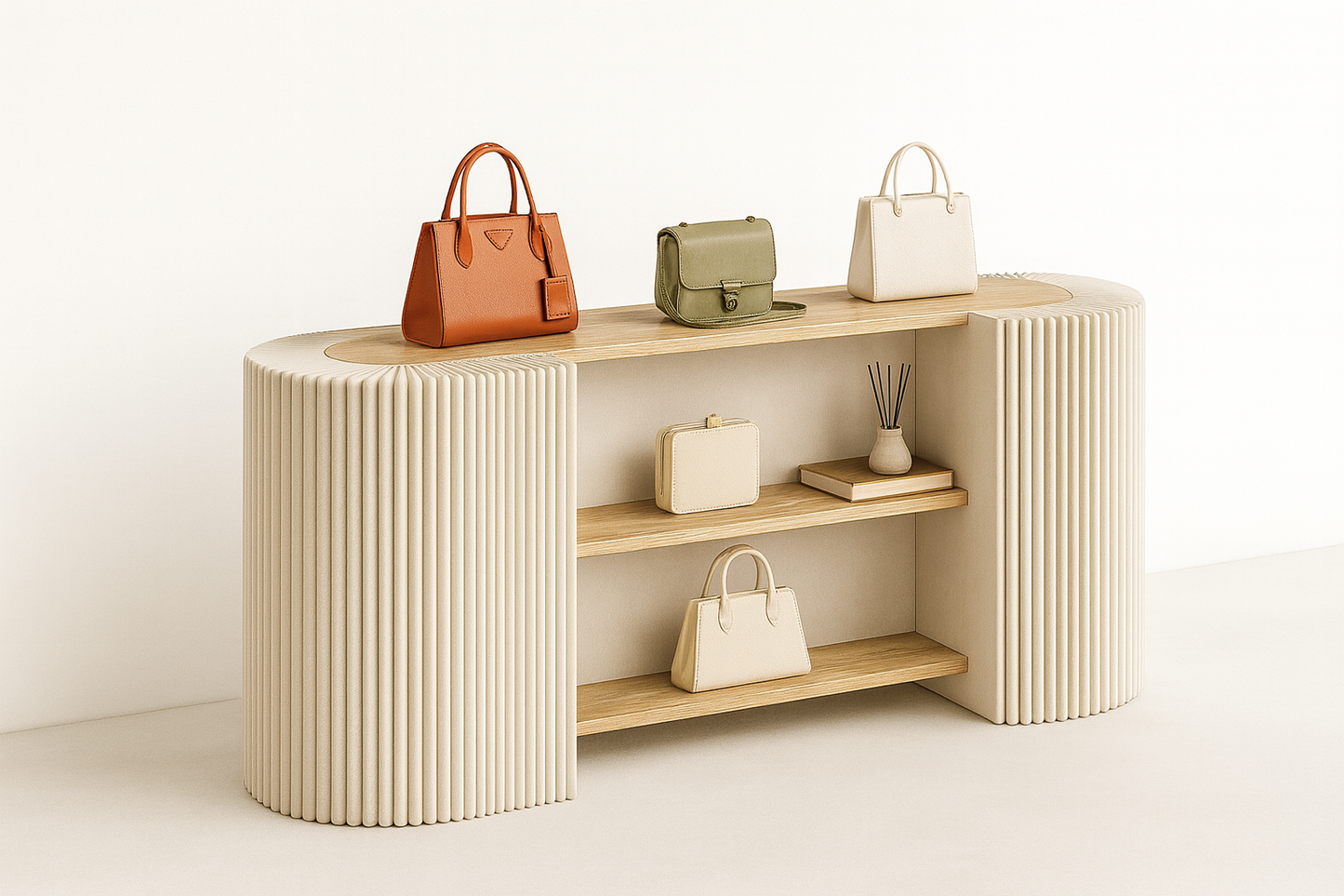 UV HOME Folding Portable Arch Reception Desk – White Circular Counter Made of Paper Material for Office, Events & Exhibitions