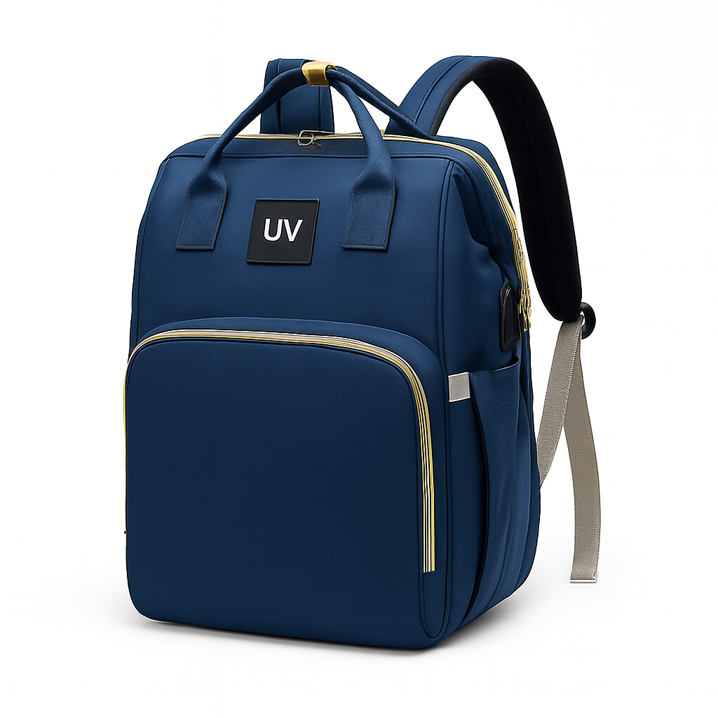 UV HOME – Lightweight Portable Mommy Bag with Foldable Crib, Large-Capacity Travel Maternity Backpack for Moms & Babies