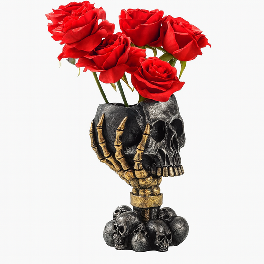 🖤 UV HOME Gothic Skull Vase – Skeleton Hand Flower Holder