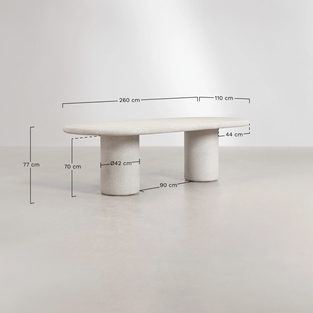 UV HOME Aurean Oval Garden Table 260 x 110 cm in Cement