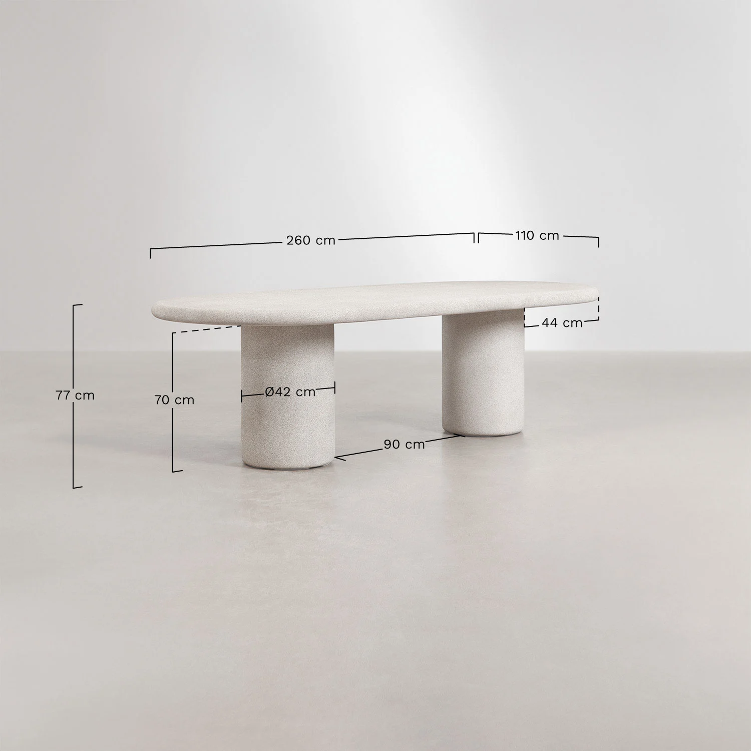 UV HOME Aurean Oval Garden Table 260 x 110 cm in Cement