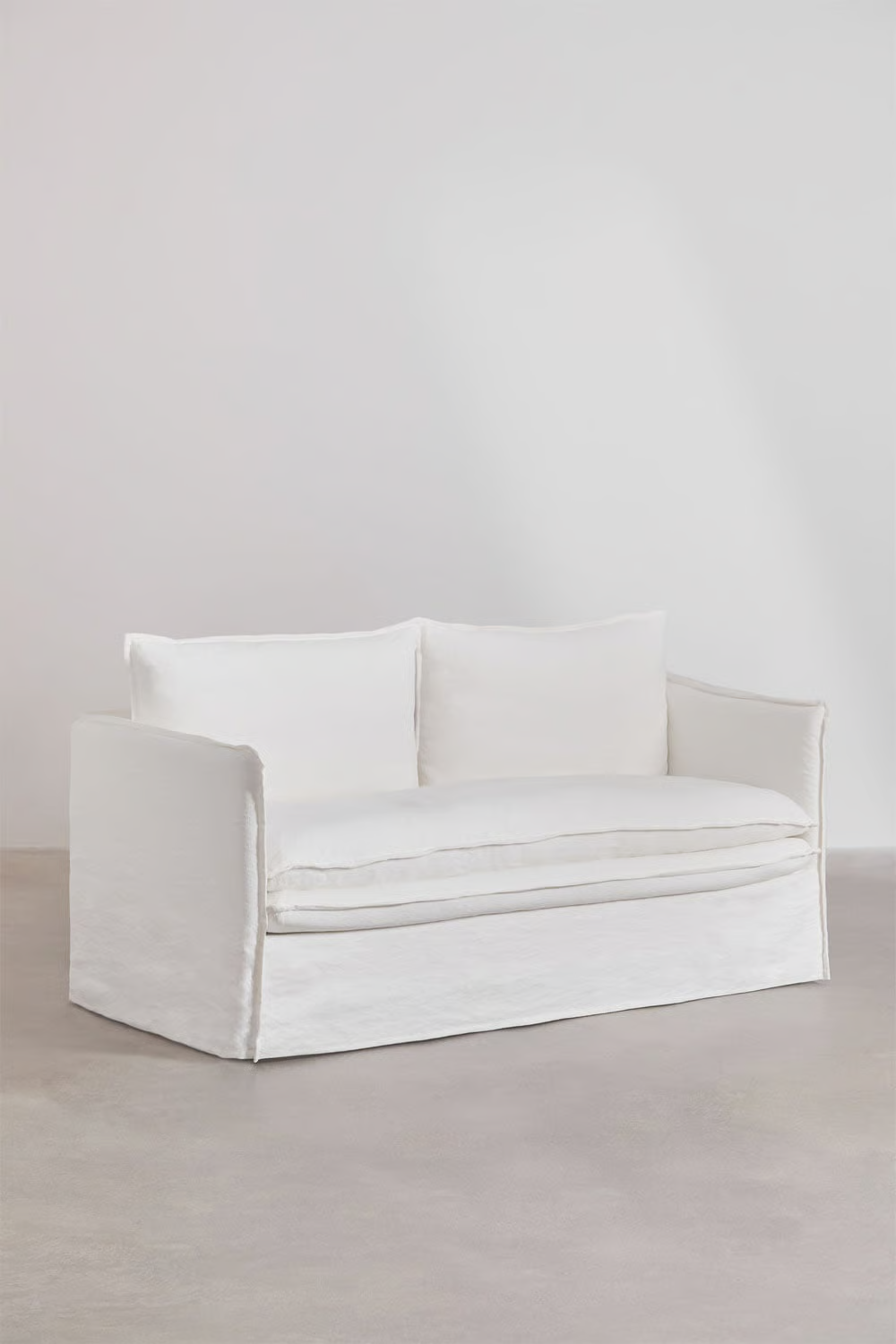 UV HOME Grace linen and cotton living room set with 2-seater sofa and pouf