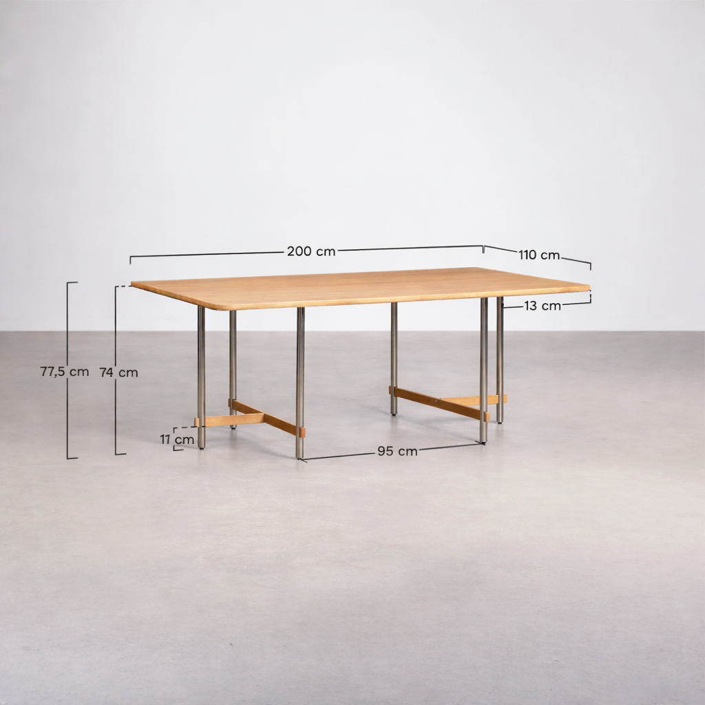 UV Home Osaka Rectangular Dining Table – Mango Wood & Steel