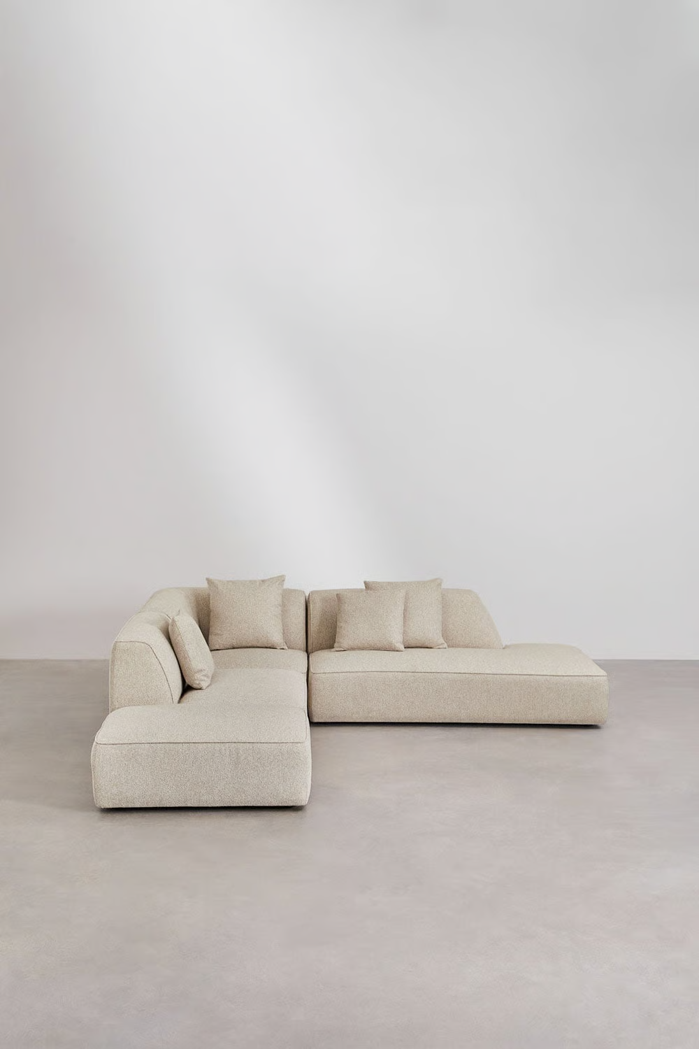 UV HOME Cardea 3-piece modular corner sofa with chaise longue right and upholstered pouf