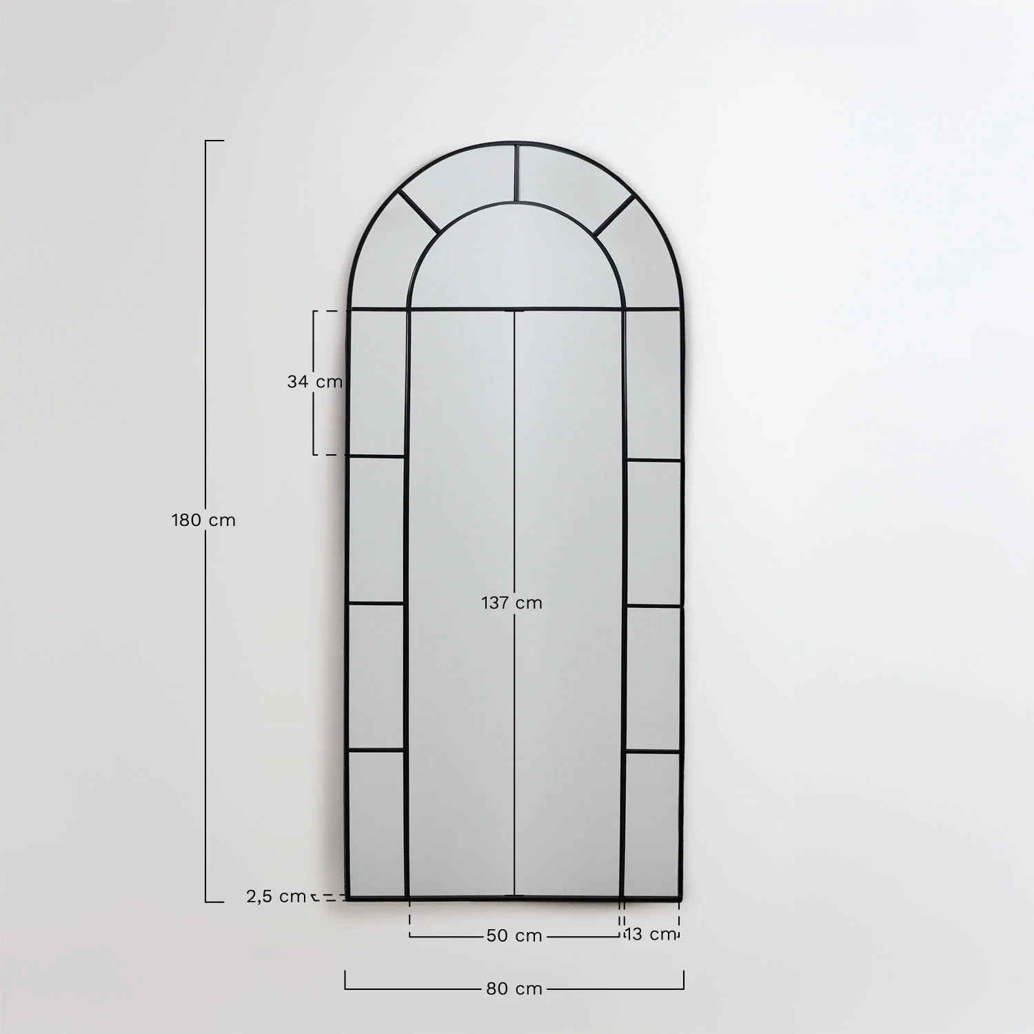 UV HOME Diana Metal Wall Mirror with Window Effect 80 x 180 cm