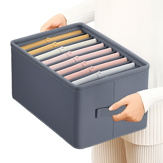 UV HOME Foldable Clothes Storage Box with Dividers – Large Capacity Organizer