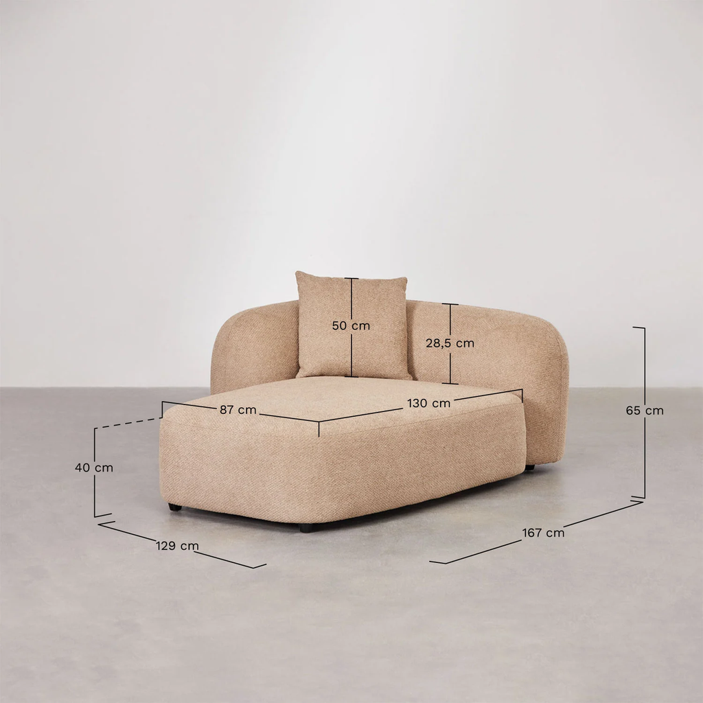 UV HOME Left chaise longue module for modular sofa in chenille Coco