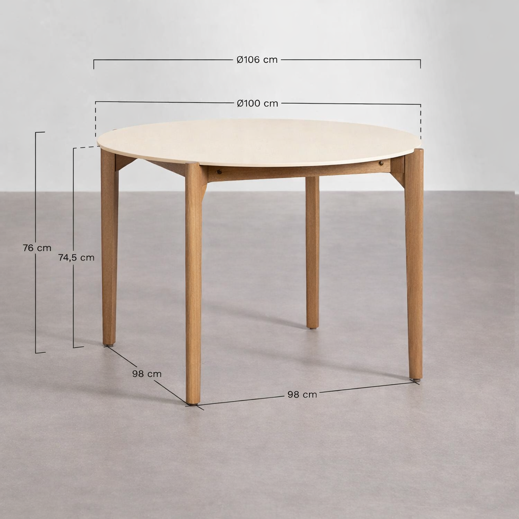 UV Home Xajul Round Dining Table – Concrete & Acacia Wood