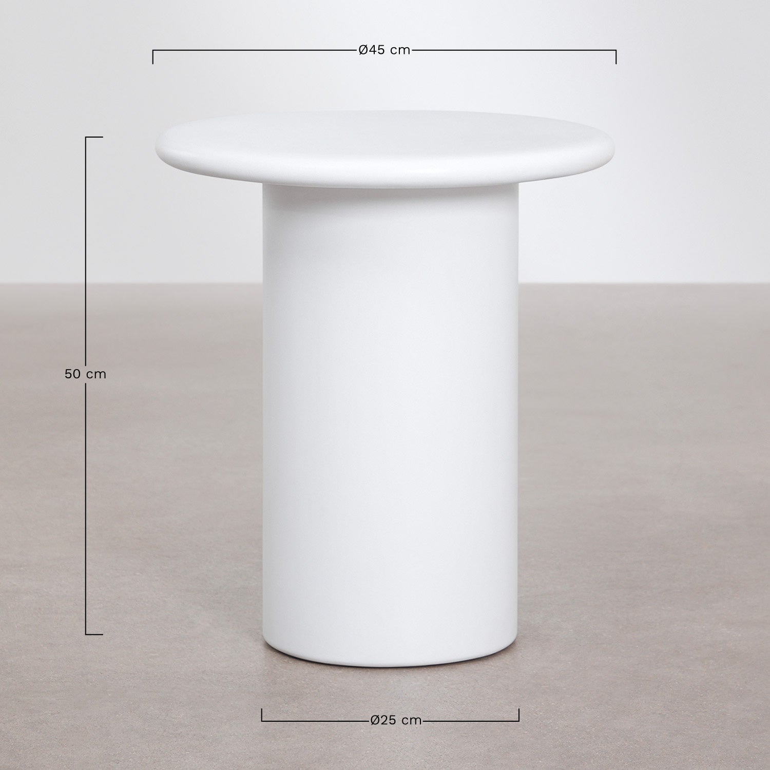 UV HOME Namara Round Bedside Table Ø45 cm in Cement