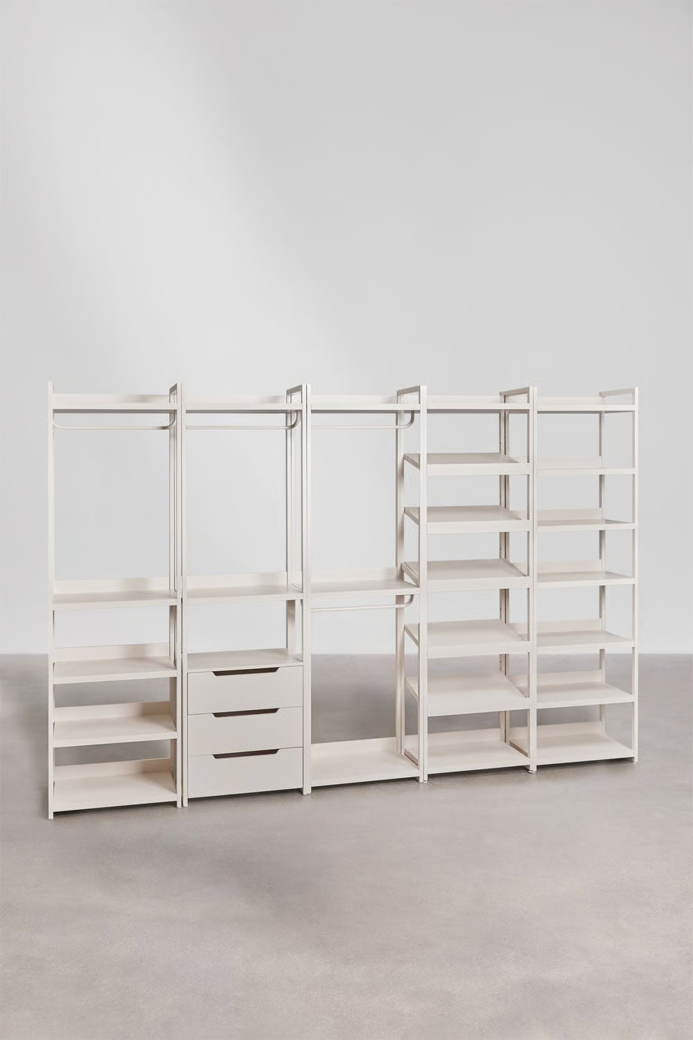 UV HOME Velunis Open Modular Wardrobe System – 5 Units (Iron)