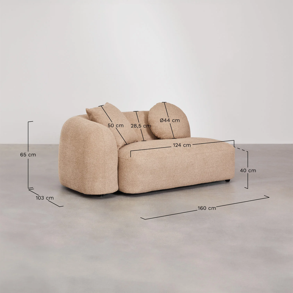 UV HOME 2-seater left corner module for modular sofa in Coco chenille